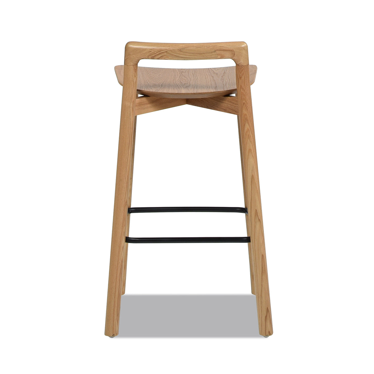 Sven 26.5" Modern Minimalist Low Back Wood Counter Stool, Natural Blonde Ash Wood Brown Wood Solid Wood