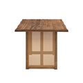 70.87 Inch Rectangular Dining Table,Wooden Dining Table For 6 Persons,Mid Century Modern Large Kitchen Table For Living Room,Bohemian Dining Table With Rattan Weave For Restaurant,Office,Oak Oak