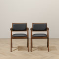Athena Black Vegan Leather Dining Chair Set Of 2 Solid Black,Brown Brown Dining Room Wipe Clean Dining Chairs Faux Leather,Solid Wood