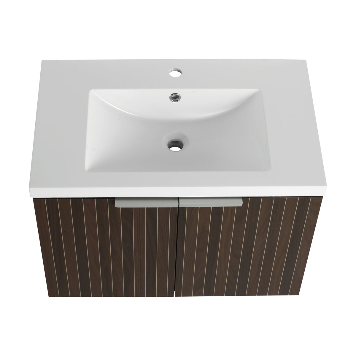 30 Inch Bathroom Vanity With Resin Sink,Soft Close Doors,Float Mounting Design Silver Brown Stripe Bathroom Modern Plywood Plywood
