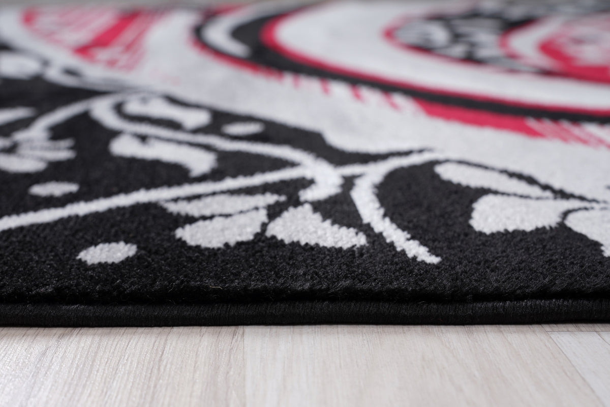 Jersey Area Rugs, Carpets For Livingroom, 5X7 Area Rugs ,1843 Black Red Rectangle 5&7 Black Red Contemporary Abstract Polypropylene
