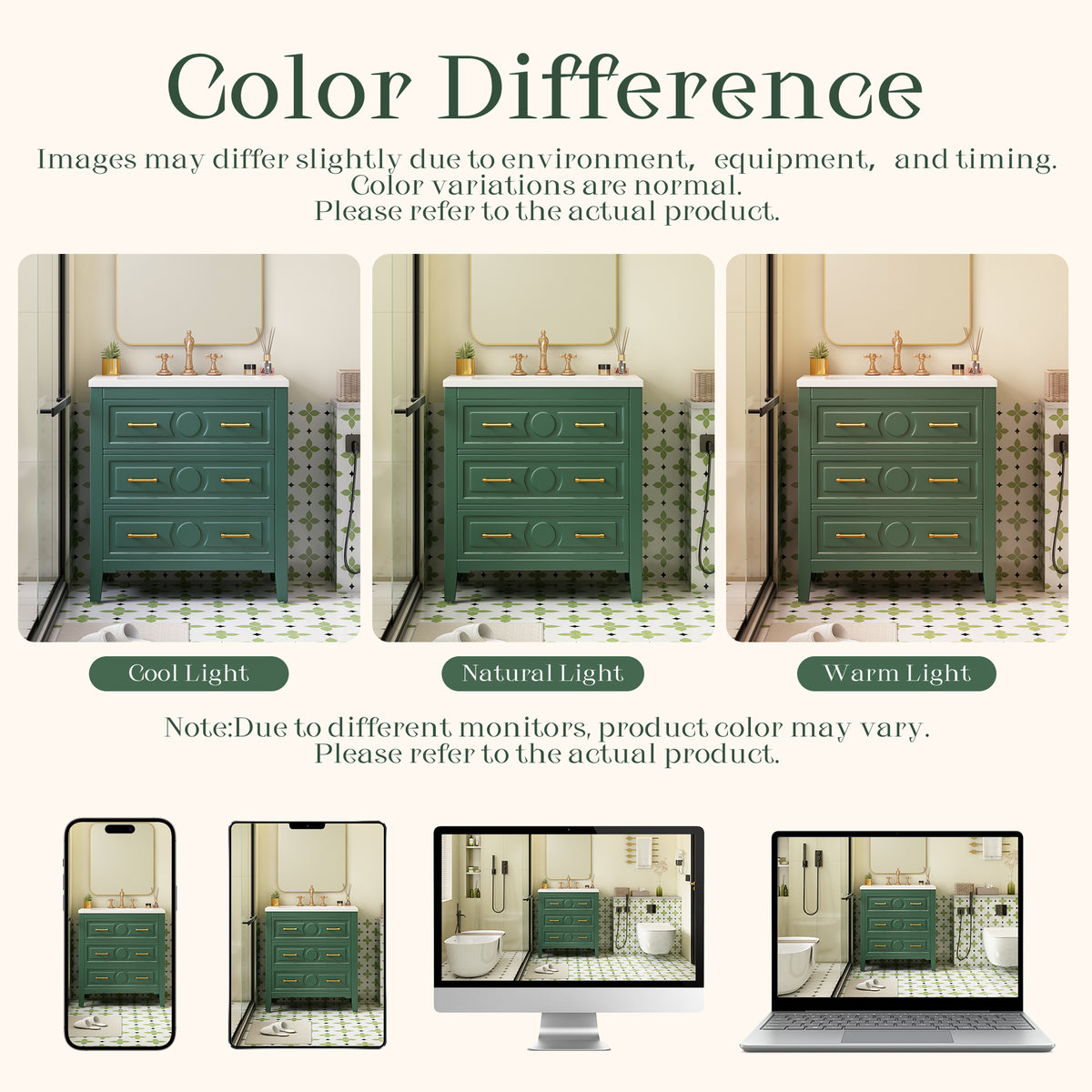 30'' Bathroom Vanity With Resin Sink Combo, Free Standing Single Vanity Set With 3 Drawers, Solid Wood Frame Bathroom Storage Cabinet, Green 3 Green Bathroom Freestanding Solid Wood Mdf Resin Painted