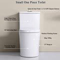 Small Compact One Piece Toilet Dual Flush,23 Inch Length For Tiny Bathroom,White With Black Button White Bathroom Modern Porcelain