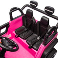 24V Two Seater Kids Ride On Truck Car W Parents Control,200W*2,Seat Width 20.28In,Four Wheel Suspension,Led Lights,Music,Mp3,Bluetooth,Two Independent Seat Belts,Suitable For Off Road For Kids Aged 3 Pink 100 149 Lbs Polypropylene