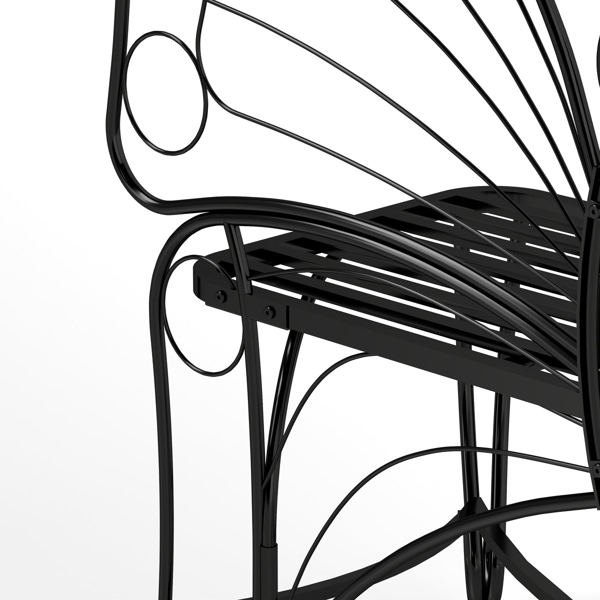 Butterfly Cast Metal Garden Bench, Outdoor Bench Patio Seat, Park Bench Outdoor Seating For Garden, Yard, Park, Entryway Black Garden & Outdoor 2 Person Seating Group Metal