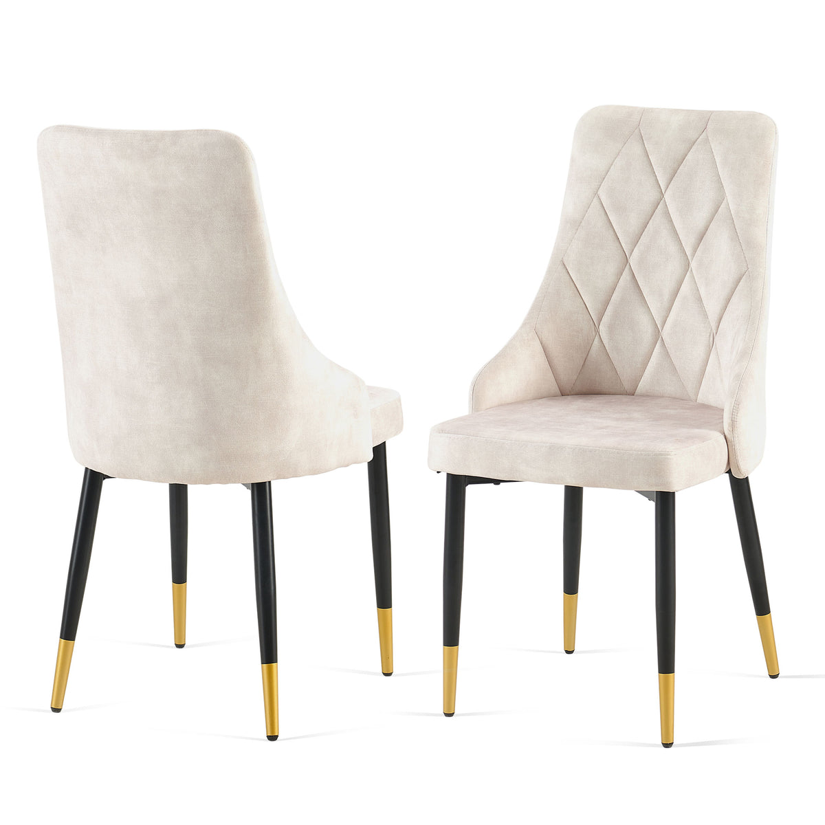 Beige Dining Chairs Set Of 4 Living Room Chair Modern Kitchen Armless Side Chair Metal Plaid Beige Dining Room Powder Coated Foam Dry Clean Modern Dining Chairs Solid Back Foam Velvet