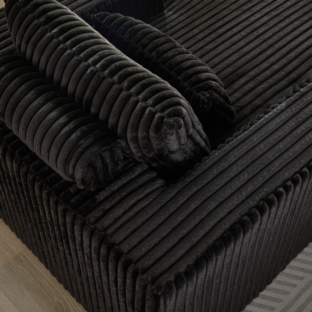 62.5 Inch Corduroy Sponge Sofa Lounge Chair,No Assembly Required,Fluffy Modern Sleeper Chair For Indoor Living Room Bedroom Black Foam Corduroy 1 Seat