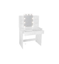 Makeup Vanity Desk With Led Lighted Mirror ,Dressing Table Set With 2 Large Drawers 10 Led Light ,White Color White Primary Living Space Modern Particle Board