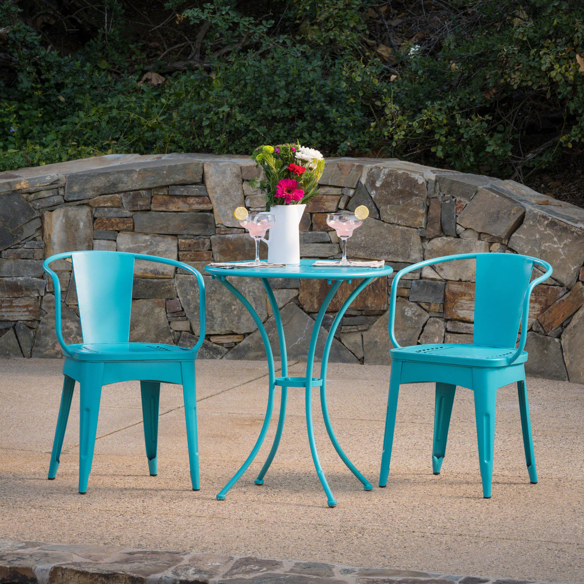 Lourdes 3 Pc Kd Metal Set Teal Iron