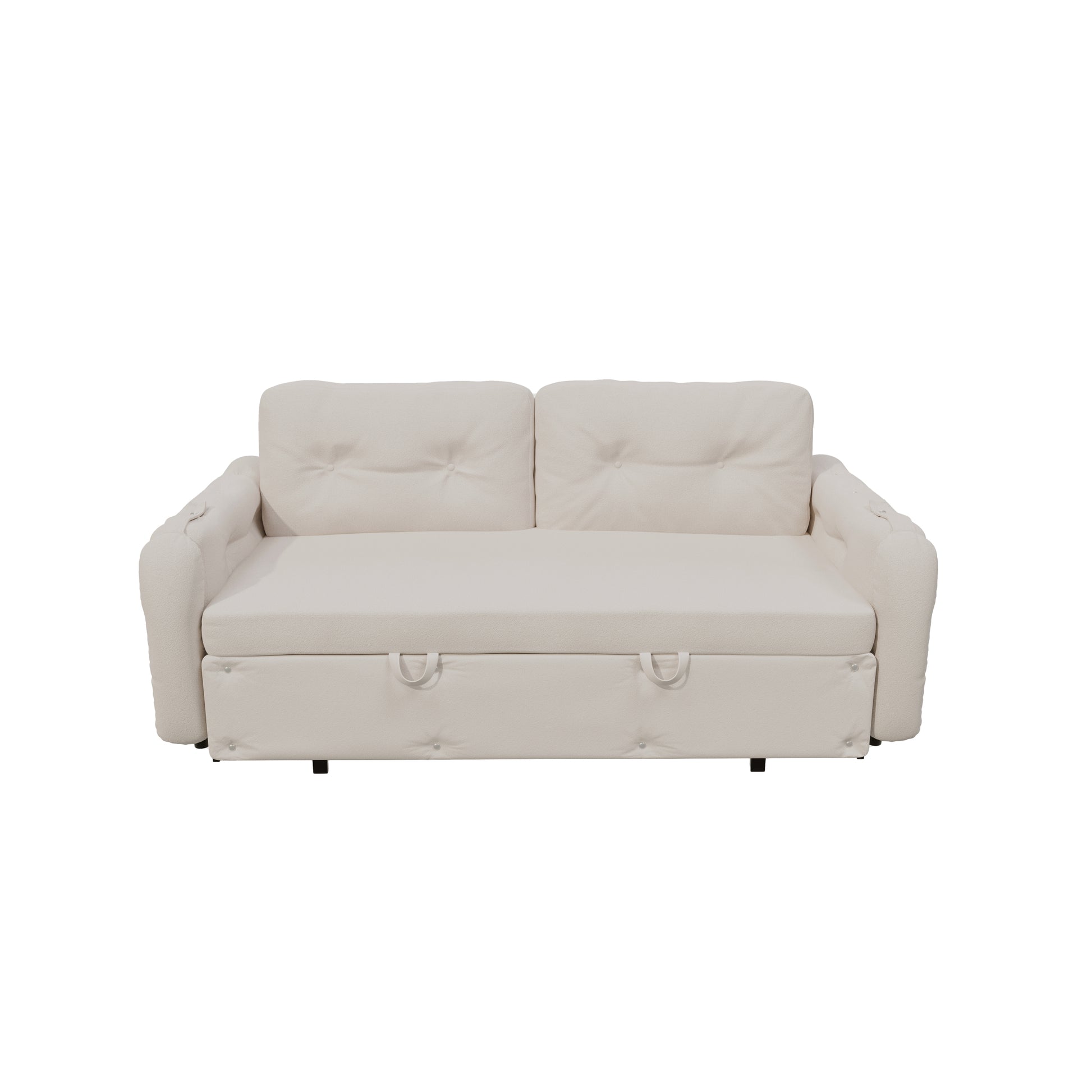 66.2" Queen Pull Out Sofa Bed, Hydraulic System Convertible Sleeper Sofa With Storage And 2 Soft Pillows, Tufted Button Upholstered Couch,Multi Functional Velvet Loveseat Bed,Beige Beige Velvet 2 Seat