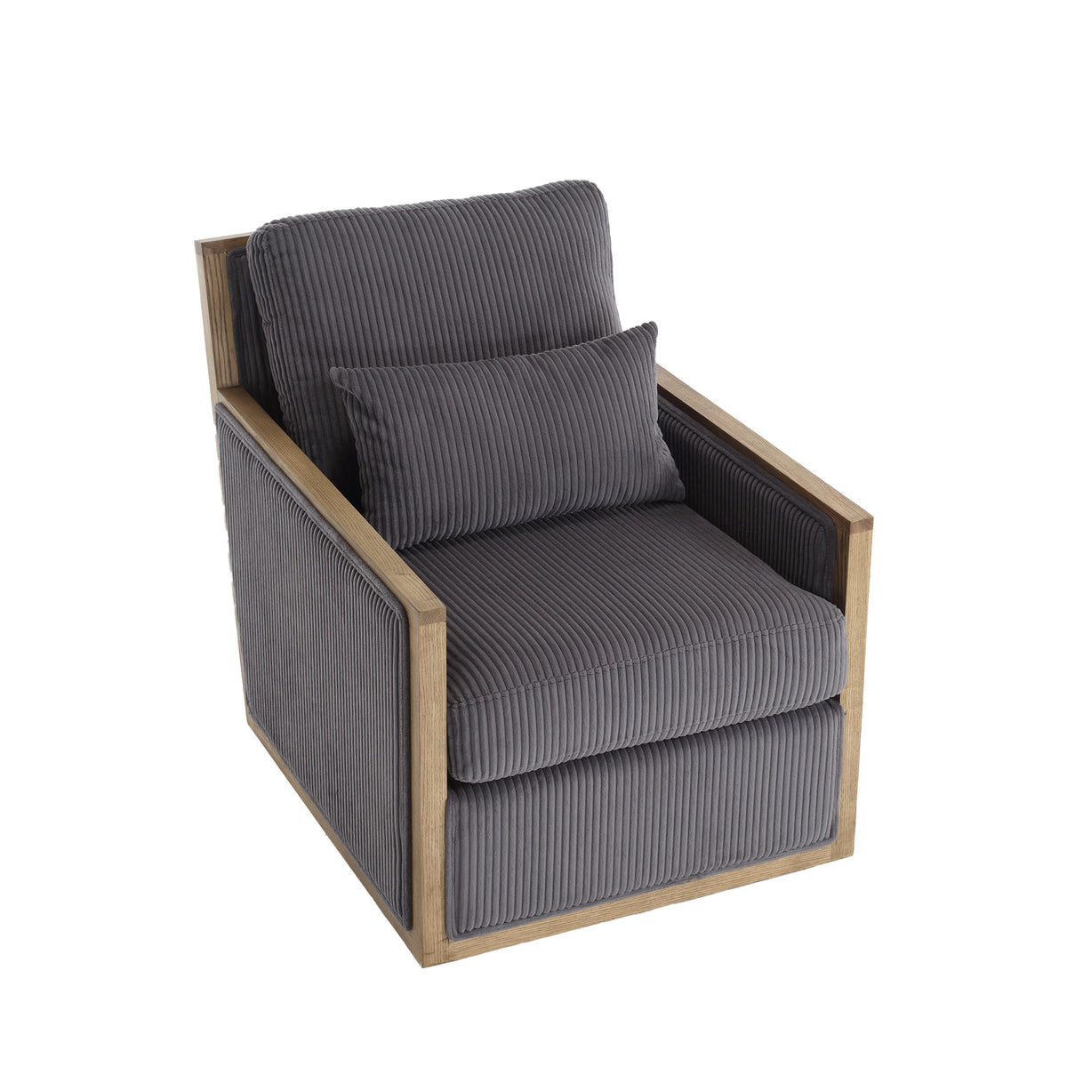 Coolmore Corduroy Swivel Barrel Chair, Comfy Accent Sofa Chair For Living Room, 360 Degree Swivel Barrel Club Chair, Leisure Arm Chair For Nursery, Hotel, Bedroom, Office, Lounge Dark Gray Dark Gray Primary Living Space Foam Corduroy