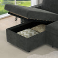 85 Inches Sofa Bed, 3 Seater Sleeper Sofa With Storage Chaise, Square Handrail With Pull And Copper Nail,Chenille Dark Grey, Pull Out Couch For Living Room Dark Grey Chenille 3 Seat
