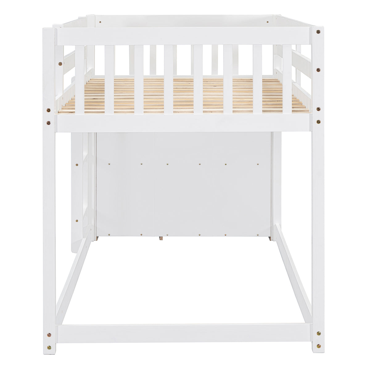 Twin Over Twin Bunk Bed With 4 Drawers And 3 Shelves White Twin White Solid Wood