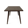 7 Piece Dining Set,Mid Century Walnut Finished Frame Upholstered Dining Chairs Set Of 6 Light Beige Wood Dining Table Brown Brown,Light Beige Fabric,Rubber Wood