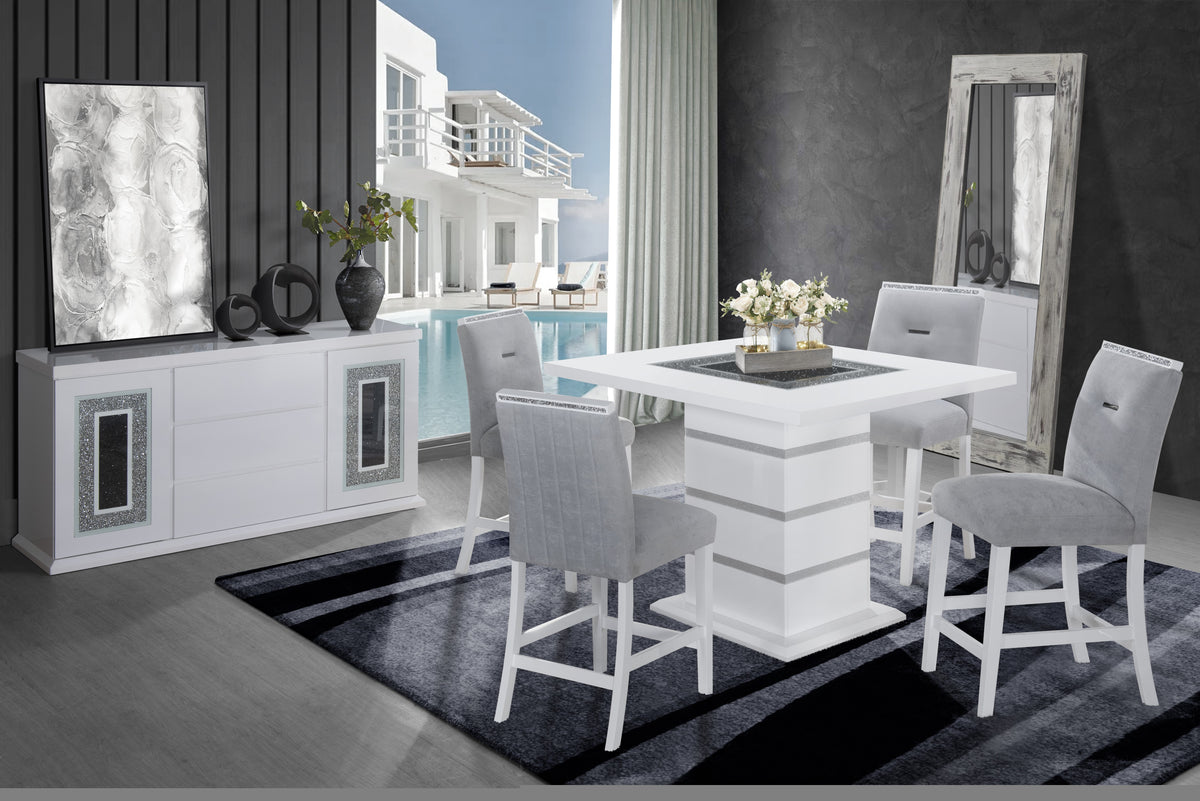 Ariya Grey Bar Stools Kit Of 2 Grey Rubber Wood