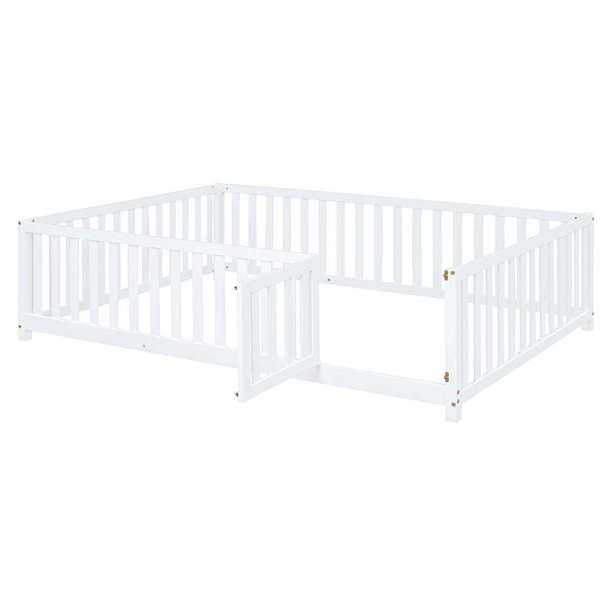 Full Size Wood Daybed With Fence Guardrails And 2 Drawers, Split Into Independent Floor Bed & Daybed, White Old Sku :Lp000882Aak Full White Solid Wood Mdf