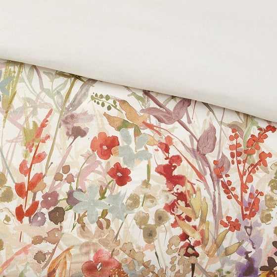3 Piece Cotton Printed Duvet Cover Set King Multi Polyester