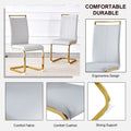 Table And Chair Set, The Table Is Equipped With A Marble Patterned Mdf Tabletop And Gold Table Legs.The Chair Is Equipped With Pu Synthetic Leather High Back Cushion And Gold Coated Metal Legs. Grey Gold Seats 6 Mdf Metal