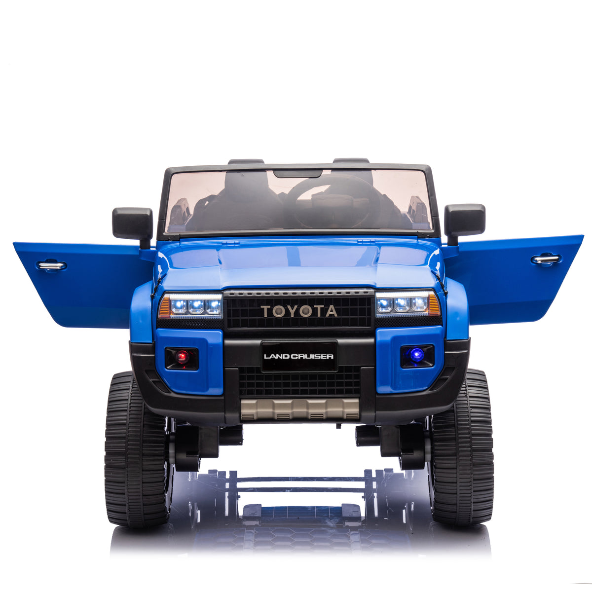 24V Two Seater Kids Ride On Car W Parents Remote Control, Licensed Toyota Lc250,220W Motors,With Shovel,Three Point Seat Belt,Slow Start,Speed Adjustment,Bluetooth,Music For Kids Aged 3 . Blue 100 149 Lbs Polypropylene