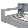 Full Size Wooden Daybed With 3 Drawers, Usb Ports And Deskgray Full Gray Wood