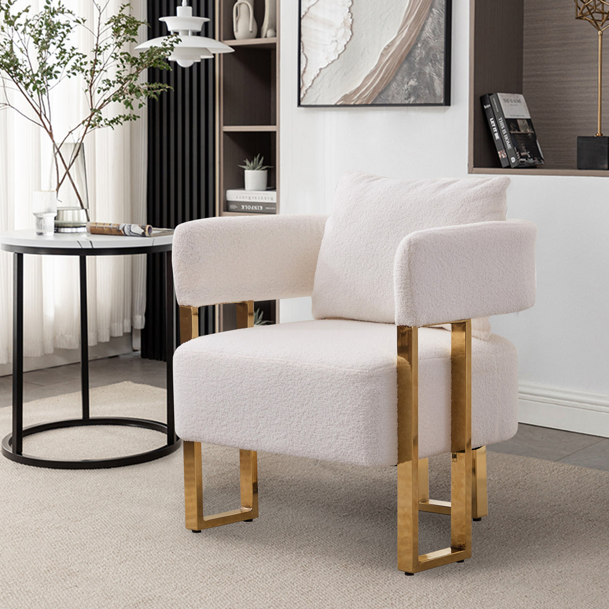 Ts Teddy Velvet Upholstered Metal Foot Sofas White Gold Teddy 1 Seat