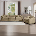 Mid Century Modern Sectional Set Of Two, One 3 Seater Sectional And One Single Seater Sectional With 2 Arm Pillows And 4 Throw Pillows, Living Room Sectional Tan Corduroy Fabric Tan Corduroy 4 Seat