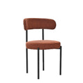 Brown Boucle Dining Chairs Set Of 2,Mid Century Modern Curved Backrest Chair,Round Upholstered Kitchen Chairs Metal Brown Dining Room Modern Banquet Chair Tufted Back Velvet