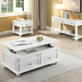 White Washed End Table With Bottom Shelf White Primary Living Space Traditional Poplar Drawers Rectangular Wood