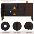 4 Door Large Storage Retro Sideboard With Adjustable Shelves And Long Handles For Kitchen, Dining Room And Living Room Espresso Espresso Mdf