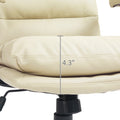 Homcom Pu Leather Office Chair, Office Desk Chair, Task Computer Chair With Swivel Wheels, Adjustable Height, Double Tier Padded, Beige Beige Faux Leather