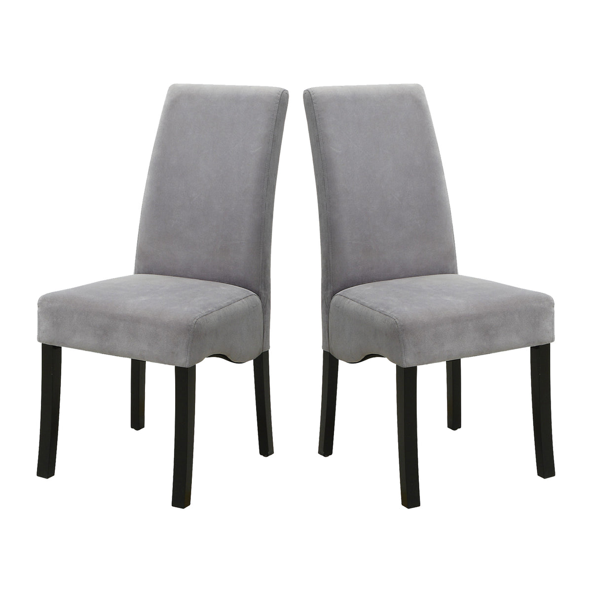Set Of 2 Velvet Upholstered Dining Side Chairs, Grey And Black Solid Grey Dining Room Rectangular Dining Chairs Set Of 2 Mdf,Velvet