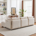 Multi Module Combination Style Sofa For Living Room, Bedroom And Other Lounge Spaces, Modern Minimalist Corduroy Combination Sofa With 2 Comfort Cushions With Usb & C Charging Ports,Beige,Two Sets Beige Foam Fabric 8 Seat