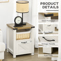 Homcom Farmhouse Side Table With Storage For Living Room White White Particle Board
