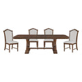 Formal Traditional Dining Set 5Pc Table With Extension Leaf And 4 Side Chairs Cherry Finish Fabric Upholstery Trim Wooden Furniture Wood Wood Cherry Seats 4 Wood Dining Room Self Storing Leaf