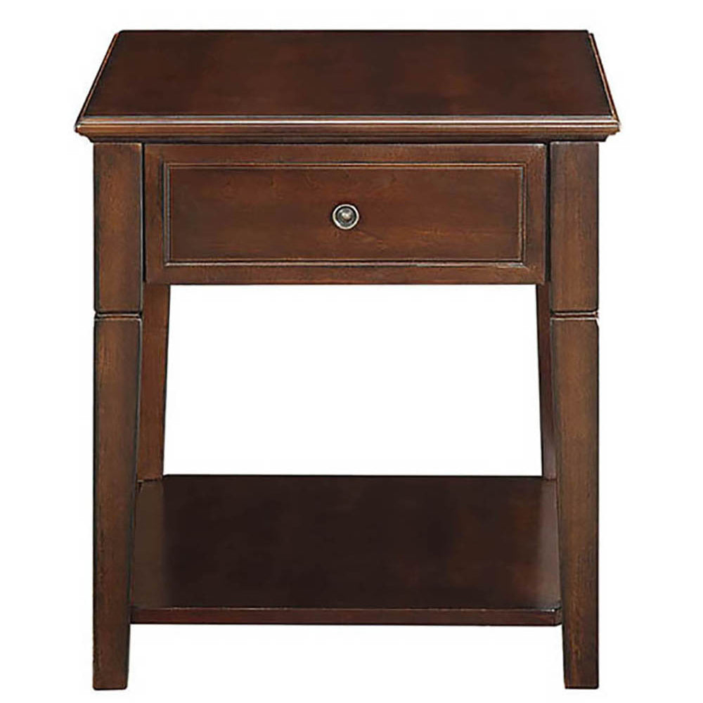 Walnut End Table With Bottom Shelf Walnut Primary Living Space Traditional Poplar Drawers Rectangular Wood
