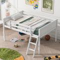 Full Size Wood Low Loft Bed With Ladder, Ladder Can Be Placed On The Left Or Right, White Oid Sku: Gx000366Aak Box Spring Not Required Full White Wood Bedroom Solid Wood Mdf