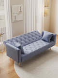 71 Inch Convertibleseat Sofa, American Vintage Grey Velvet Material, Suitable For Small Living Room, Bedroom, Office Gray Velvet 2 Seat