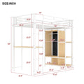 Twin Size Metal Loft Bed With Built In Wardrobe, Desk And Shelves, White Box Spring Not Required Twin White Metal Mdf Metal
