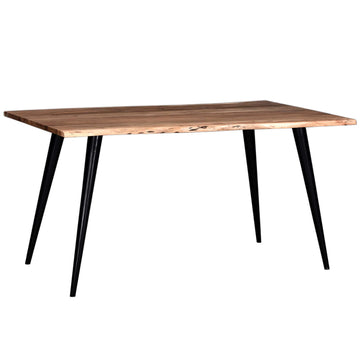 48 In. Acacia Wood Live Edge Dining Table, Rustic Style Dining Room Table, Brown Black Black Brown Seats 4 Brown Dining Room Rustic Freestanding Acacia Rectangular Kitchen & Dining Tables Rectangular Iron Acacia Wood