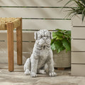 Dog Animals Weather Resistant Concrete Garden Statue Antique White Magnesium Oxide