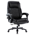Executive Office Chair 400Lbs Heavy Duty Office Chair, Wide Seat Bonded Leather Office Chair With 30 Degree Back Tilt & Lumbar Support Black Caster Iron Black Office Dry Clean Round Handle Office Chairs Solid Back Casters Leather