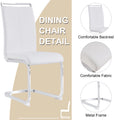 Table And Chair Set.A Rustic Industrial Rectangular Mdf Black Dining Table With Mdf Desktop And Electroplated Silver Metal Legs.Paried With 6 Chairs With Pu Cushion And Metal Legs. White Black Seats 6 Mdf Metal