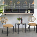 3 Pieces Of Luxury Outdoor Wicker Furniture Patio Bistro Style Table And Chair Combination,Weather Resistant Pe Wicker Weave, Stainless Steel Fame, Suitable For Garden, Terrace,Backyard Casua No Black Natural Seats 2 2 Person Seating Group Steel