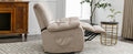 Massage Recliner Chair Electric Power Lift Recliner Chairs With Heat, Vibration, Side Pocket For Living Room Bedroom, Beige Beige Velvet