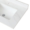 31 Inch Marble Vanity Top, White Vanity Top With Pre Drilled Faucet Holes, Bathroom Vanity Top With Undermount Rectangular Middle Sink And 4