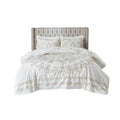 3 Piece Tufted Cotton Chenille Coverlet Set Ivory Taupe Full Queen Ivory Taupe Cotton