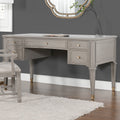 Dauphin Gold Accent 5 Drawer Wood Executive Desk, Grey Cashmere Wood Gray Solid Wood Mdf Wood