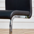 Table And Chair Set.A Rustic Industrial Rectangular Mdf Black Dining Table With Mdf Desktop And Electroplated Silver Metal Legs.Paried With 6 Chairs With Pu Cushion And Metal Legs. Black,Silver Seats 6 Mdf Metal