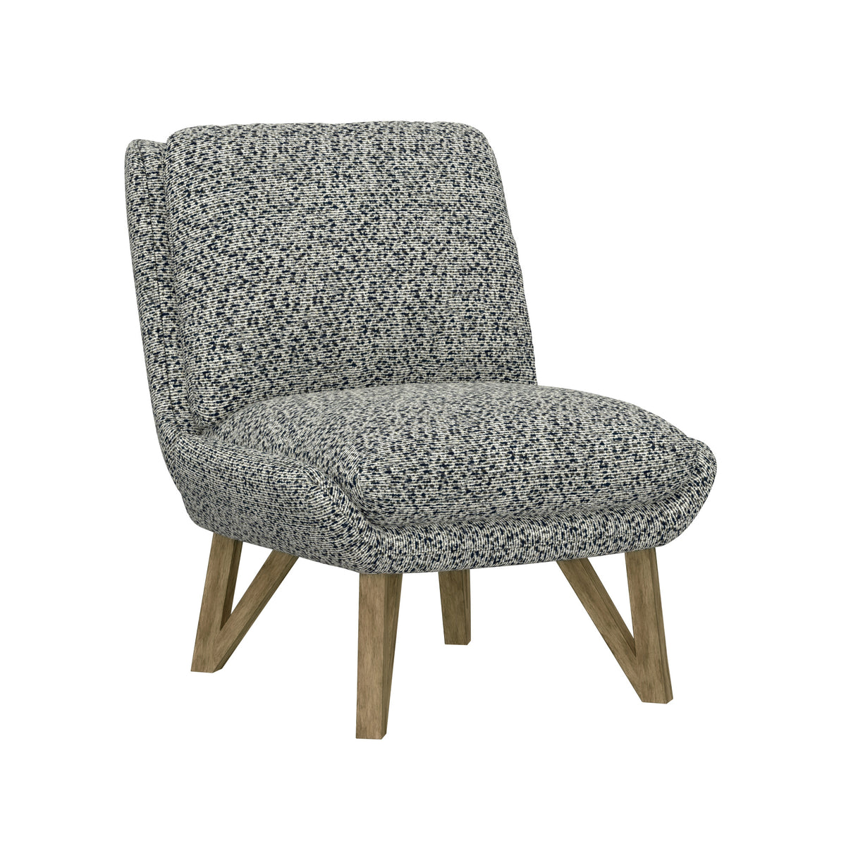 Emerse Blue Armless Accent Chair Black Gray Foam Solid Wood