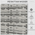 Outsunny Wicker Patio Couch, Pe Rattan 3 Seat Sofa, Outdoor Furniture With Deep Seating, Cushions, Steel Frame, Gray Gray Steel